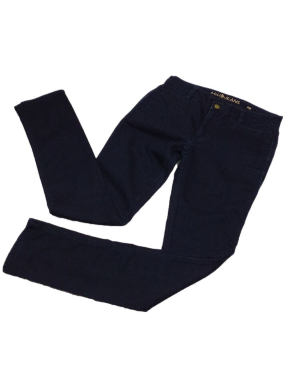 MiH Jeans The Oslo Blue Kara Dark Wash Four Pocket Mid Rise Long Slim Leg Jean